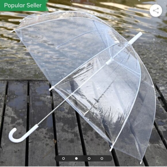 Totes Clear Bubble Umbrella Manual Open Snap Closure Rain Travel Wedding - Picture 3 of 7